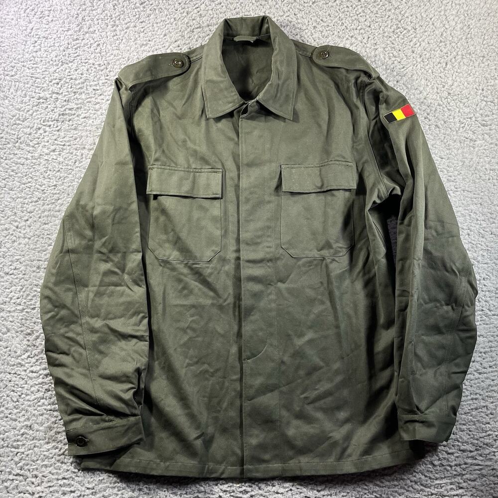 VTG 1993 Belgian Army Military Field Jacket Olive Green Seyntex 54L Large 24x31